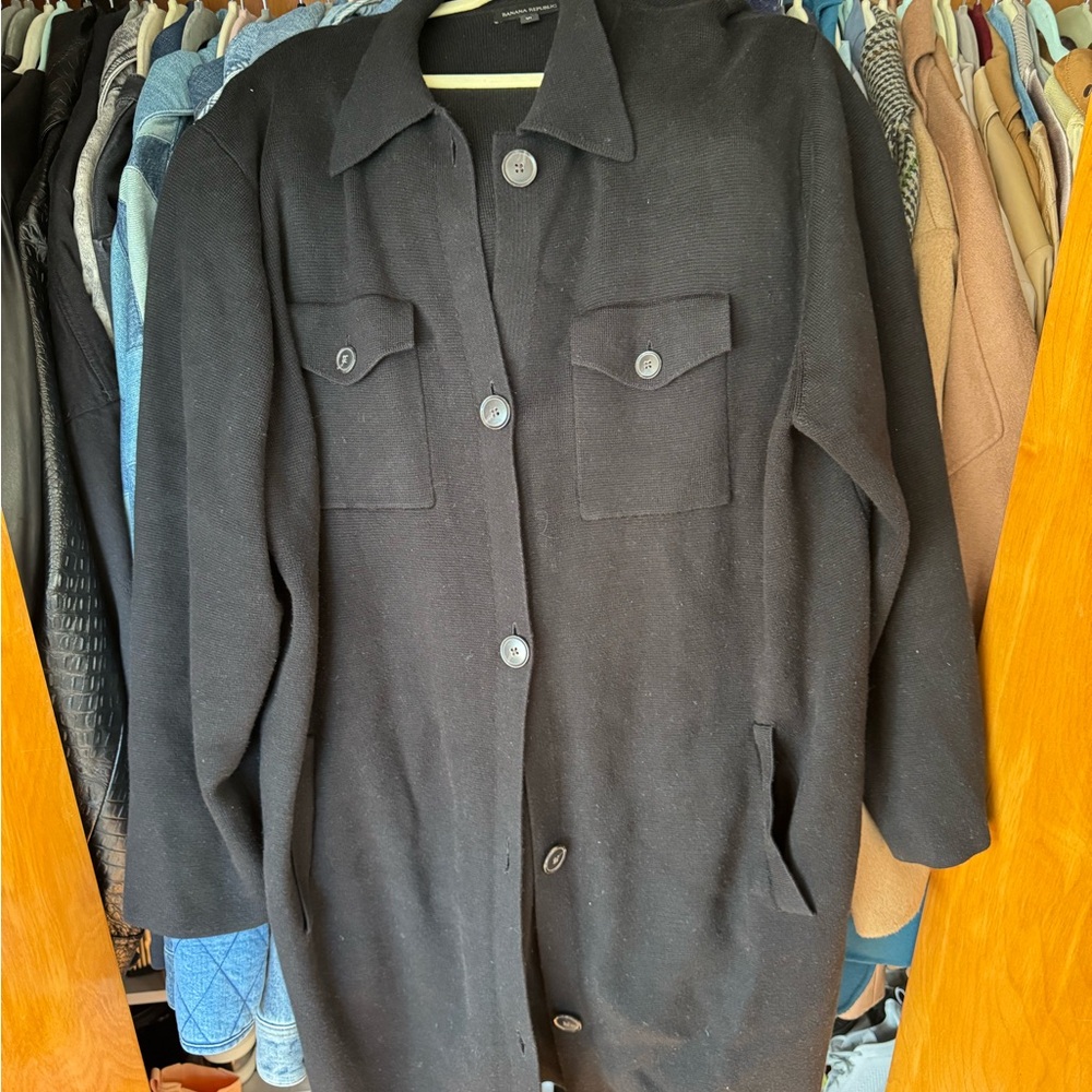 Banana Republic Black Knit Sweater Coat